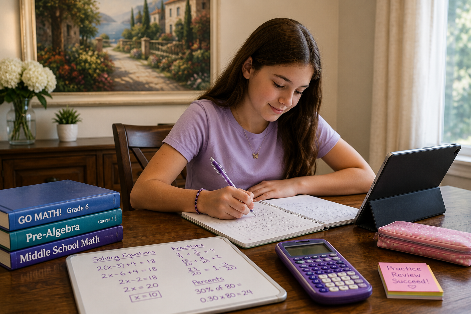 Child working on mathematics